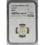 August III Sas, 1/24 Taler (Pfennig) Dresden 1753 FWôF - NGC MS63