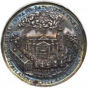 Śląsk, Medal 50-lecie kościoła ewangelickiego w Kamiennej Górze z 1759 - RZADKI i PIĘKNY