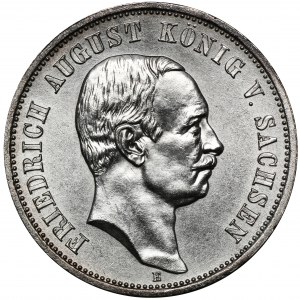 Germany, Saxony, Friedrich August III, 3 Mark Muldenhütten 1909 E