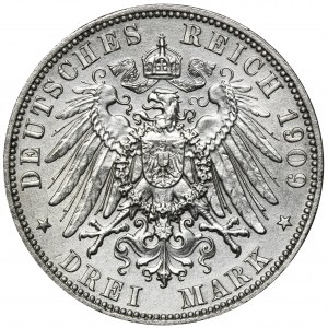 Deutschland, Sachsen, Friedrich August III, 3 Mark Muldenhütten 1909 E