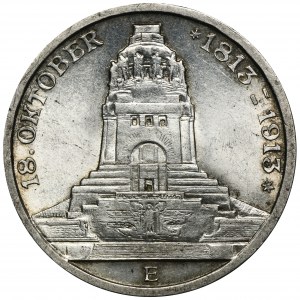 Deutschland, Sachsen, Friedrich August III, 3 Mark Muldenhütten 1913 E