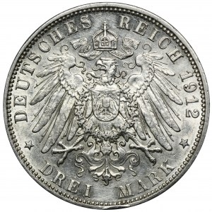 Niemcy, Hamburg, 3 Marki 1912 J