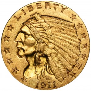 USA, 2 1/2 Dolara Filadelfia 1911 - Indian head