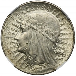 Head of a Woman, 5 gold Warsaw 1933 - NGC MS64 - BEAUTIFUL