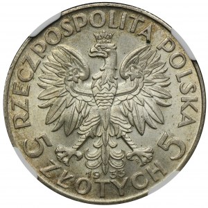 Głowa Kobiety, 5 złotych Warszawa 1933 - NGC MS64 - PIĘKNA
