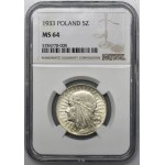 Kopf einer Frau, 5 Zloty Warschau 1933 - NGC MS64 - SCHÖN