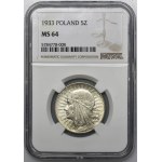 Head of a Woman, 5 gold Warsaw 1933 - NGC MS64 - BEAUTIFUL