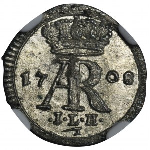 Augustus II the Strong, Pfennig Dresden 1708 ILH - NGC MS65 - VERY RARE