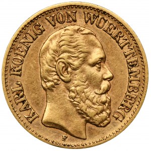 Niemcy, Wirtembergia, Karol Wirtemberski, 10 Marek Stuttgart 1881 F
