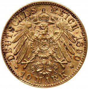 Deutschland, Württemberg, Karl von Württemberg, 10 Mark Stuttgart 1890 F