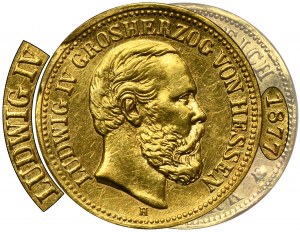 Niemcy, Hesja, Ludwik IV, 5 Marek Darmstadt 1877 H - BARDZO RZADKI