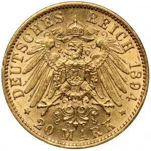 Germany, Saxony, Albert, 20 Marek Muldenhütten 1894 E