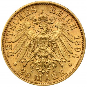 Germany, Saxony, Albert, 20 Marek Muldenhütten 1894 E