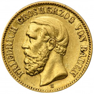 Deutschland, Baden, Friedrich I., 20 Mark Karlsruhe 1874 G - RARE
