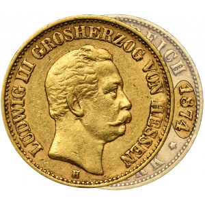 Deutschland, Hessen, Ludwig III, 20 Mark Darmstadt 1874 H - RARE