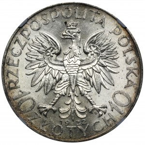 Kopf einer Frau, 10 Zloty Warschau 1932 - NGC MS61