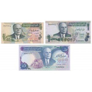 Tunisia, lot 1/2-10 Dinars 1973-83 (3 pcs.)