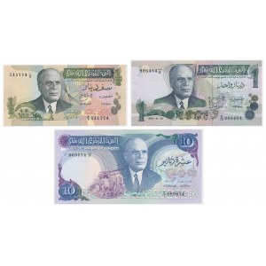 Tunezja, zestaw 1/2-10 dinarów 1973-83 (3 szt.)
