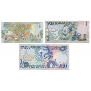 Tunisia, lot 1/2-10 Dinars 1973-83 (3 pcs.)