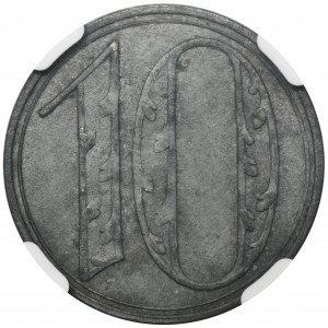 Wolne Miasto Gdańsk, 10 fenigów 1920 - DUŻE CYFRY - NGC UNC DETAILS - RZADKA