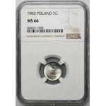 5 pennies 1962 - NGC MS66