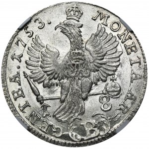 Silesia, Prussia rule, Friedrich II, 18 Groschen Breslau 1753 B - NGC MS62