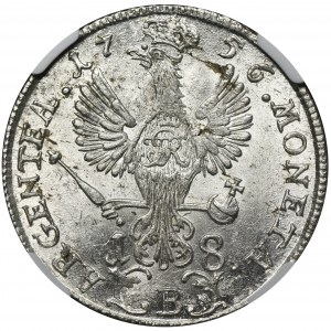 Śląsk, Panowanie pruskie, Fryderyk II, Ort Wrocław 1756 B - NGC MS63