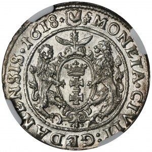 Zygmunt III Waza, Ort Gdańsk 1618 - NGC MS62 - RZADKI