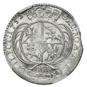 Augustus III of Poland, 8 Groschen Leipzig 1753 - NGC MS61 - without EC