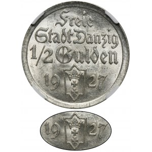 Wolne Miasto Gdańsk, 1/2 guldena 1927 - NGC MS62 - RZADKIE