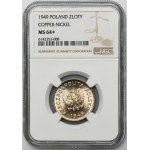 1 złoty 1949 Miedzionikiel - NGC MS64+