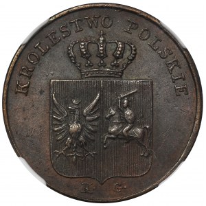 Powstanie Listopadowe, 3 Grosze 1831 KG - NGC MS62 BN - RZADKA HYBRYDA, bez kropki po POLS