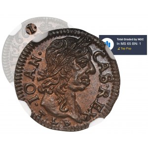John II Casimir, Schilling Ujazdow 1661 - NGC MS65 BN - ILUSTRATED, EXTREMELY RARE