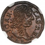 Jan II Kazimierz, Szeląg litewski Ujazdów 1661 - NGC MS65 BN - ILUSTROWANY, EKSTREMALNA RZADKOŚĆ