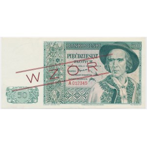 50 złotych 1939 - WZÓR - A 012345 -