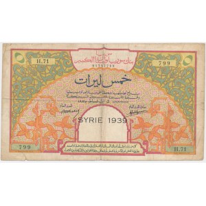 Syria, Banque de Syrie et du Grand-Liban, 5 lirów 1939