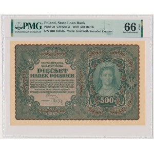 500 marek 1919 - I Serja BB - PMG 66 EPQ
