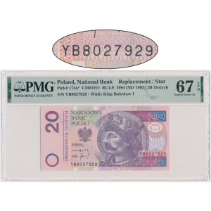 20 złotych 1994 - YB - PMG 67 EPQ - seria zastępcza