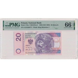 20 złotych 1994 - AL - PMG 66 EPQ - rzadka seria