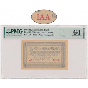 1 marka 1919 - IAA - PMG 64 - pierwsza seria
