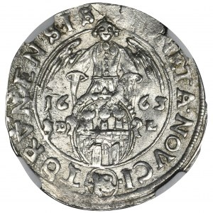 Johannes II. Kasimir, Ort Torun 1663 HDL - NGC MS63 - Spitzenkragen