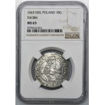 Johannes II. Kasimir, Ort Torun 1663 HDL - NGC MS63 - Spitzenkragen