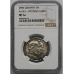 Niemcy, Badenia, Fryderyk I, 2 Marki Karlsruhe 1906 - NGC MS64