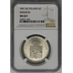 Powstanie Listopadowe, 5 złotych Warszawa 1831 KG - NGC MS62+