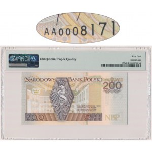 200 Zloty 1994 - AA 0008171 - PMG 64 EPQ - niedrige Nummer