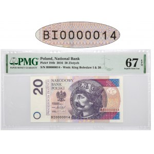 20 Gold 2016 - BI 0000014 - PMG 67 EPQ - niedrige Zahl