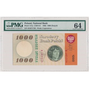 1,000 zloty 1965 - B - PMG 64