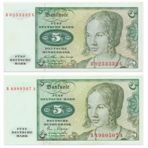 Germany, BDR, 5 Mark 1970-80 (2 pcs.)