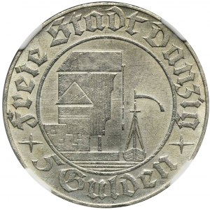 Wolne Miasto Gdańsk, 5 guldenów 1932 Żuraw - NGC MS62 - RZADKOŚĆ