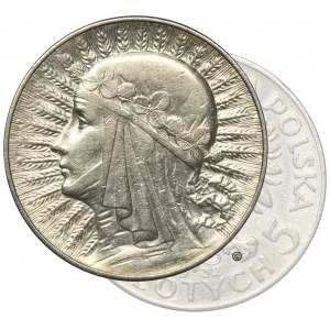 Głowa Kobiety, 5 złotych Warszawa 1932 - RZADKIE